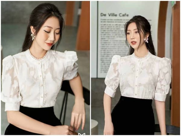 Áo sơ mi nữ cổ tròn tay lỡ