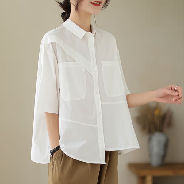 Áo sơ mi trắng nữ form rộng tay lỡ